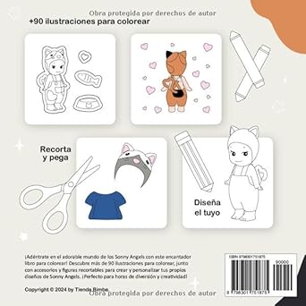 libro colorear y recortar sonny angel cat life