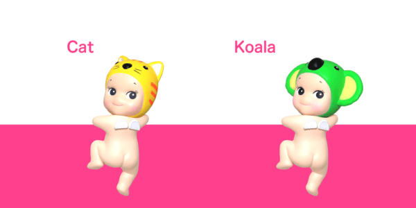 Sonny-Angel-HIPPERS-mirando hacia atrás gato y koala